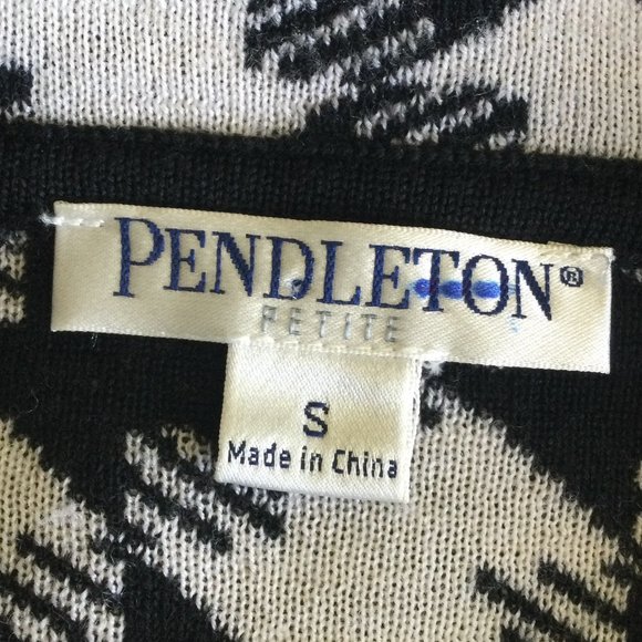 Pendleton 100% Merino Wool Black/White Cardigan SP - Picture 5 of 7